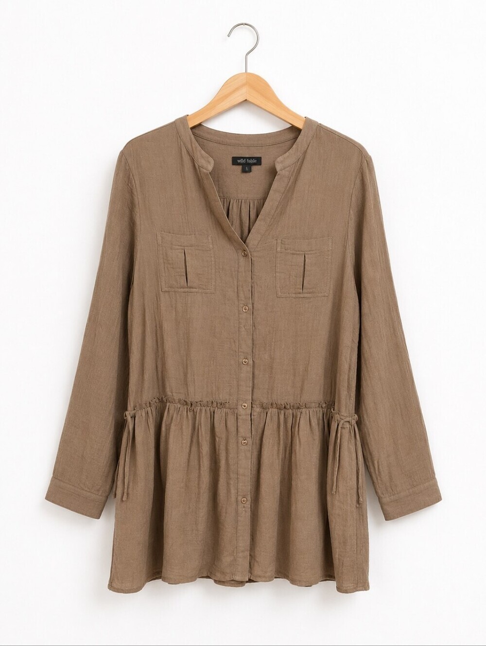 Boho Minimalist COTTON Peplum Tunic Size Large